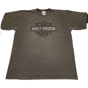 Harley-Davidson Perry Kalamazoo MI Tee 2007 Made USA Brown XL Dealer Shirt